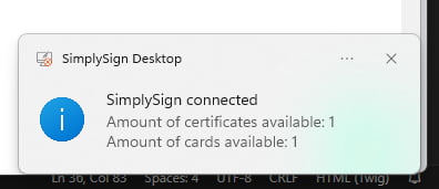 Inicio de sesión exitoso en SimplySign