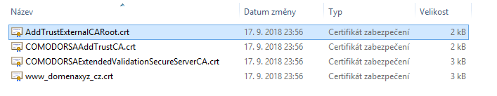Archivos CRT de certificados SSL emitidos